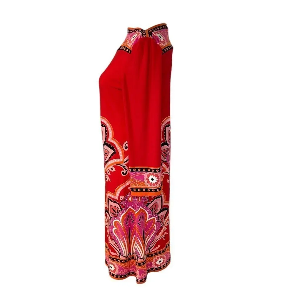 London Times Vibrant Retro Red Shift Dress. Size 4